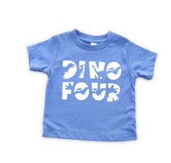 Dino Four T-Shirt - Dinosaur Birthday Tee - Birthday Saurus Shirt - Fourth Birthday Tee - Four Years Old - Kids Birthday Clothing