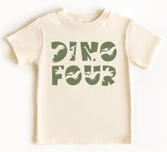 Dino Four T-Shirt - Dinosaur Birthday Tee - Birthday Saurus Shirt - Fourth Birthday Tee - Four Years Old - Kids Birthday Clothing