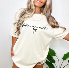 Custom Future Mrs. T-Shirt - Personalized Future Mrs. - Bride To Be Tee - Gift for Future Bride - Coquette Bachelorette Party - Gift for Her