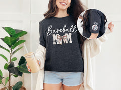 Custom Baseball Mom T-Shirt - Sleeve Name Tee - Personalized Team Number - Mom Jersey Shirt - Game Day - Sports Mom Gift - Mothers Day Gift