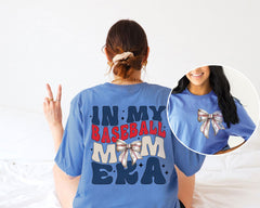 In My Baseball Mom Era T-Shirt - Custom Baseball Mom Tee - Custom Name and Team Number - Baseball Coquette Bow - Game Day - Baseball Lover