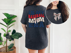 In My Baseball Mom Era T-Shirt - Custom Baseball Mom Tee - Custom Name and Team Number - Baseball Coquette Bow - Game Day - Baseball Lover