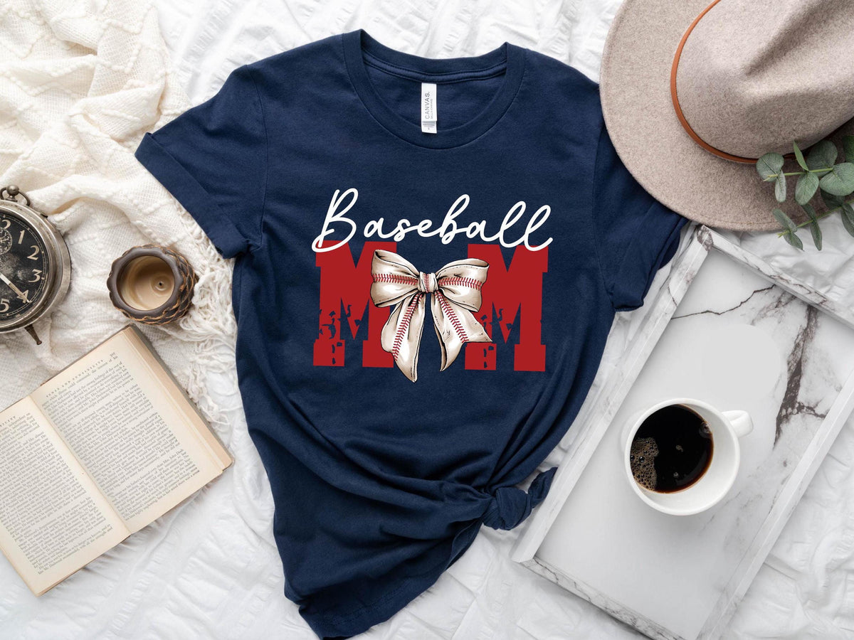 Baseball Mom Shirt - Coquette Baseball Mom T-Shirt - Baseball Mom Gift - Mother's Day Gift - Baseball Season Shirt - Boy Mom Baseball Tee