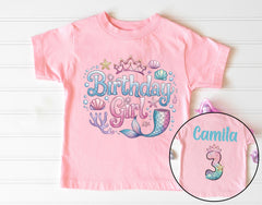 Custom Mermaid Birthday Shirt - Girls Birthday Mermaid Tee - Personalized Birthday - Custom Name and Age  - Mermaid Theme - Mermaid Party