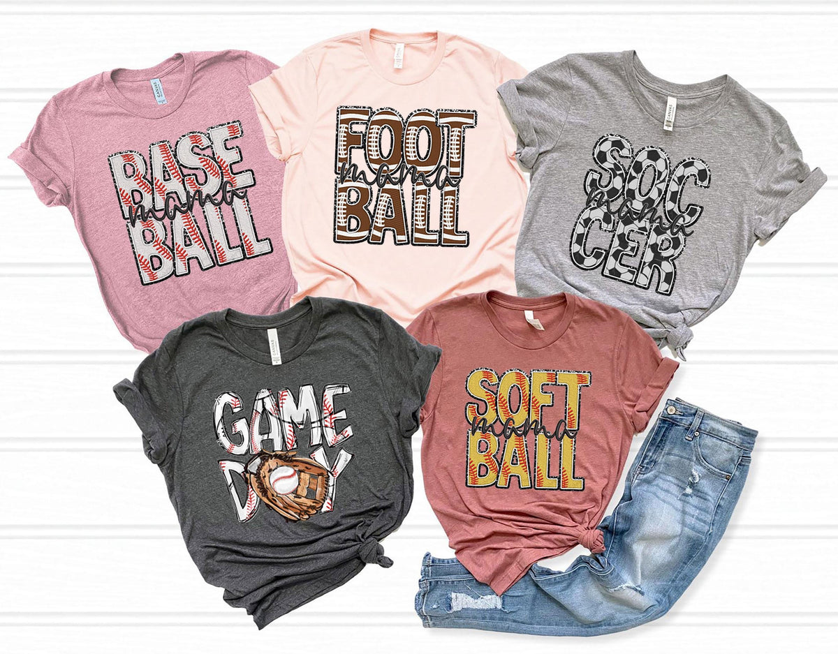 Game day T-Shirts - Football Mama Shirt - Baseball Mama Shirt - Softball Mama Tee - Soccer Mama T-Shirt - Sports Mama Gift - Sports Fan Mama