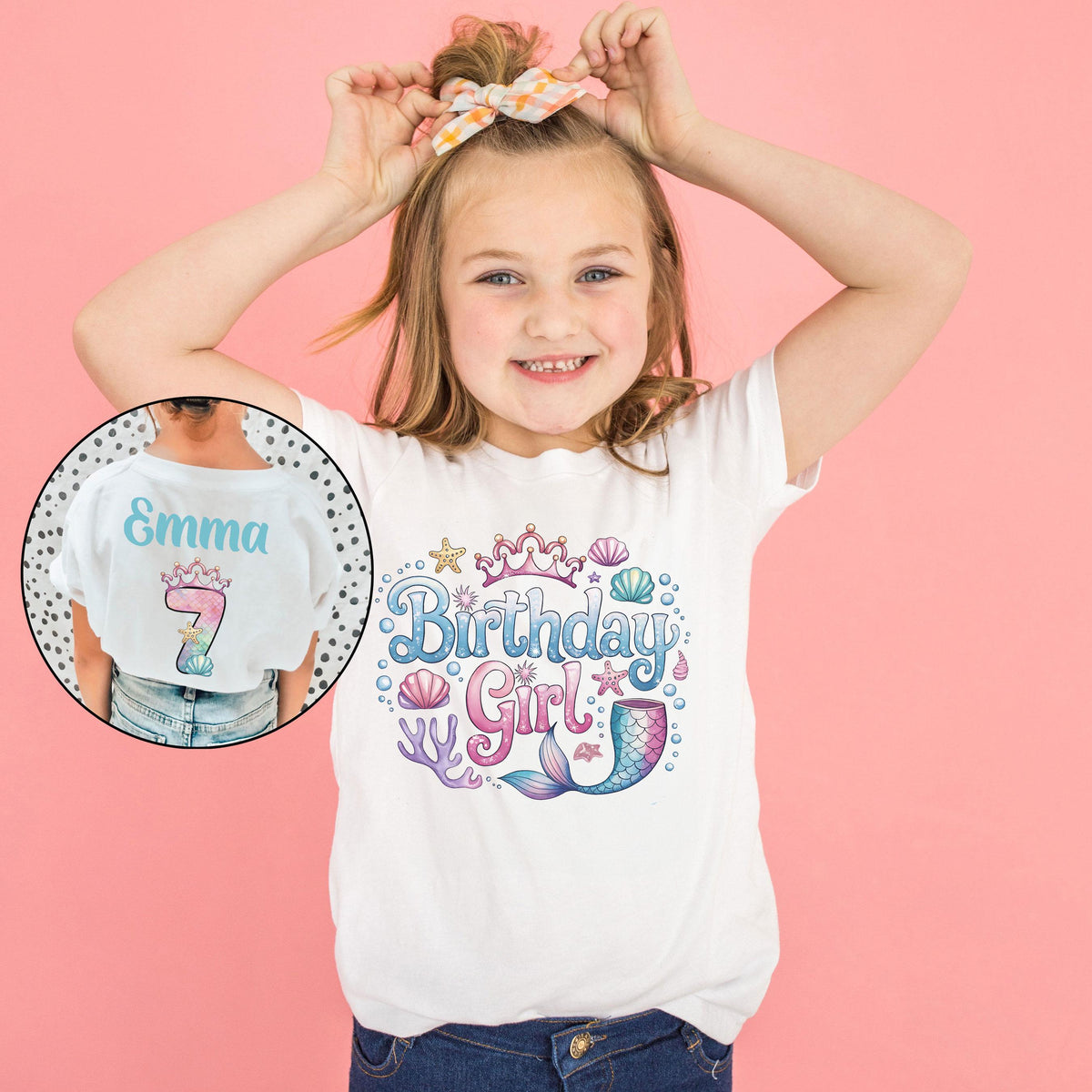Custom Mermaid Birthday Shirt - Girls Birthday Mermaid Tee - Personalized Birthday - Custom Name and Age  - Mermaid Theme - Mermaid Party