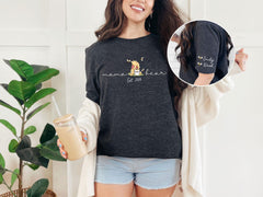 Custom Mama Bear Est. T-Shirt - Mother's Day Gift - Cute Mama Tee - Mama Est with Kid Name on Sleeve - Personalized Mom Tee - Gift for Mom