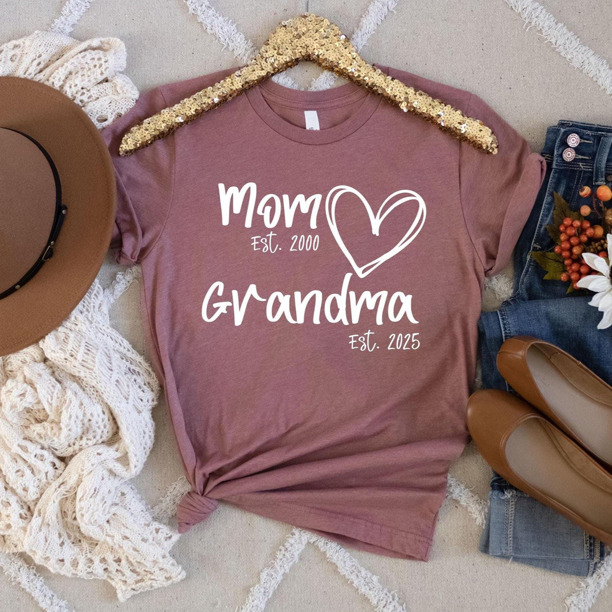 Mom Est. T-Shirt - Grandma Est. Tee - Custom Est Year Shirt - New Grandma Shirt - Mother's Day Gift - Retro Mama Tee - Personalized Mom