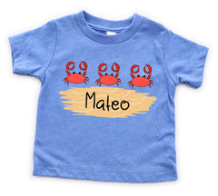 Personalized Crabs Toddler T-Shirt - Custom Name Kids Tee - Summer Shirts - Vacation Beach Tee - Custom Summer Shirt Gift - Baby Shower Gift