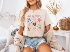 Coquette She Is Mom T-Shirt - Motherhood Tee - Mothers Day Gift - Inspirational Mom Shirt - Christian Tee - Bible Verse T-Shirt