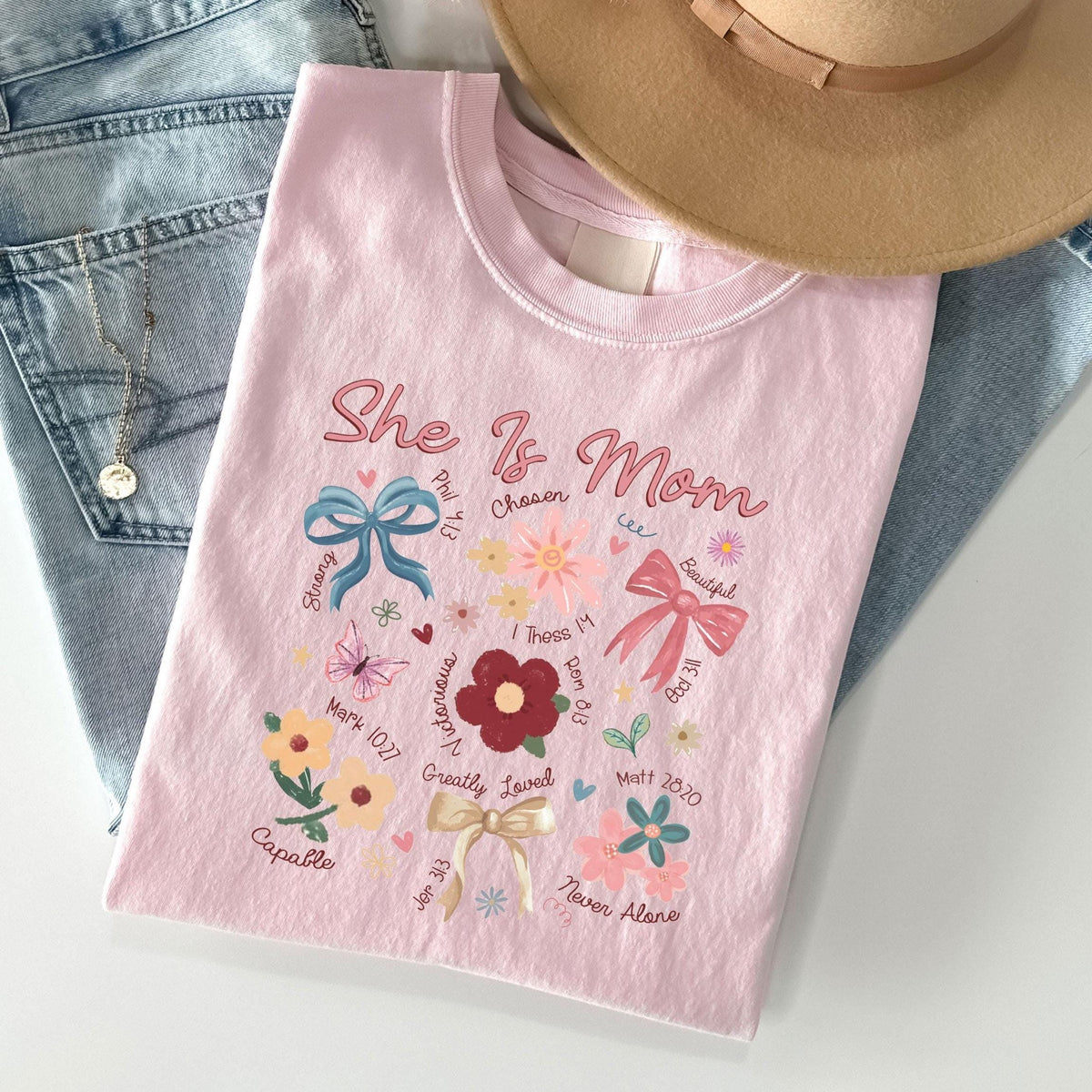 Coquette She Is Mom T-Shirt - Motherhood Tee - Mothers Day Gift - Inspirational Mom Shirt - Christian Tee - Bible Verse T-Shirt