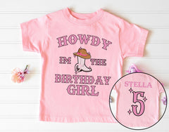 Custom Cowgirl Birthday T-Shirt - Personalized Birthday Girl Tee - Cowgirl Party Gift - Custom Name Shirt - Western Party T-Shirt