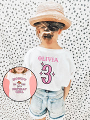 Custom Cowgirl Birthday T-Shirt - Personalized Birthday Girl Tee - Cowgirl Party Gift - Custom Name Shirt - Western Party T-Shirt
