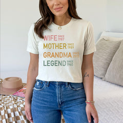 Wife Mother Grandma Legend - Custom Mom T-Shirt - Personalized Grandma Tee - Mother's Day Gift -  Custom Dates Shirt - Mom Birthday Gift