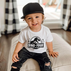 Dino Four T-Shirt - Dinosaur Birthday Tee - Birthday Saurus Shirt - Fourth Birthday Tee - Rex 4th Birthday Outfit - Four Years Old
