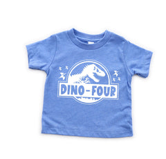 Dino Four T-Shirt - Dinosaur Birthday Tee - Birthday Saurus Shirt - Fourth Birthday Tee - Rex 4th Birthday Outfit - Four Years Old