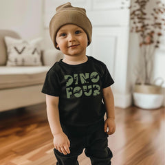 Dino Four T-Shirt - Dinosaur Birthday Tee - Birthday Saurus Shirt - Fourth Birthday Tee - Four Years Old - Kids Birthday Clothing