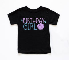 Mermaid Birthday Girl T-Shirt - Matching Family Birthday - Beach Vacation Party Tee - Mermaid Family Shirt - Mom/Dad of the Birthday Girl