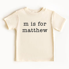 Custom Letter Is For Name Bodysuit - Personalized Child's Name - Back To School Toddler Shirt - natural Bodysuit - First Day Of School Tee