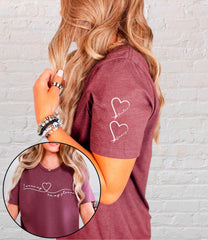 I Wear My Heart On My Sleeve - Custom Mama T-Shirt - Mothers Day Gift - Personalized Mom Tee - Children Names On Sleeve - New Mommy