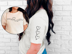 I Wear My Heart On My Sleeve - Custom Mama T-Shirt - Mothers Day Gift - Personalized Mom Tee - Children Names On Sleeve - New Mommy