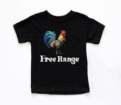 Free Range Toddler Shirt - Chicken Kids Tee - Farm Animal Youth T-Shirt - Country Styled Bodysuit - Farm Animal Shirt - Rooster Farm Tee
