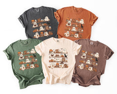 Comfort Colors Ghost Reading Shirt -Halloween Bookshelf Shirt - Book Club Spooky Shirt - Book Lover Gift - Ghost Reading Tee - Reader Gift