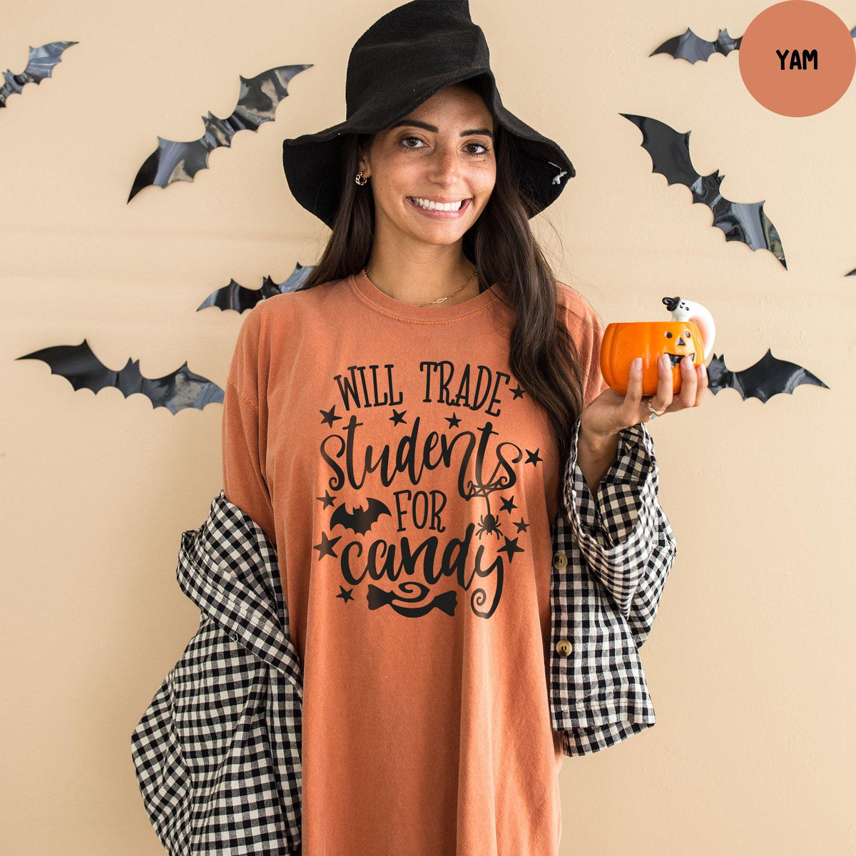 Comfort Colors® Teacher Shirt, Will Trade Students for Candy Shirt, Funny Teacher Halloween T-Shirt, Kindergarten Teacher Shirt