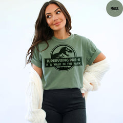 Comfort Colors® Dinosaur Teacher Shirt, Pre-K Teacher T-Shirt, Supervising Teacher Dinosaur Shirt, Funny Teacher Shirt