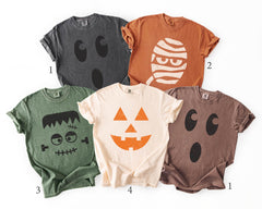 Retro Halloween Faces Shirt - Halloween Mummy T-Shirt - Pumpkin Face Tee - Halloween Crew Shirt - Halloween Party Shirt - Trick or Treat Tee