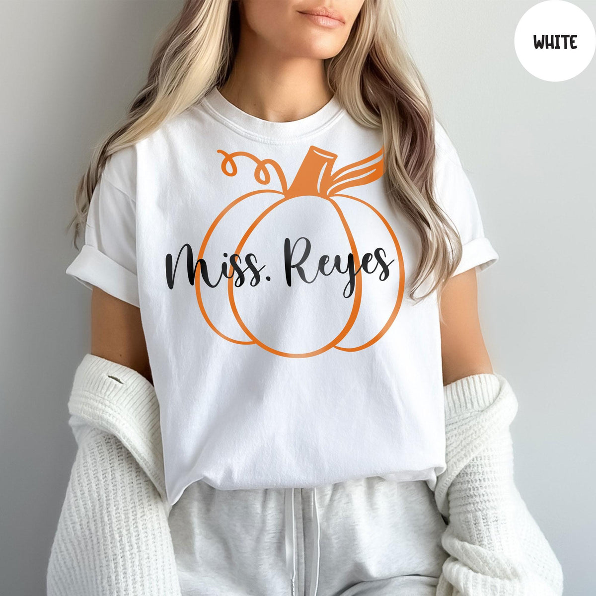 Comfort Colors® Custom Fall Teacher Shirt, Custom Halloween Teacher Shirt, Coquette Pumpkin Shirt, Teacher Custom Shirt