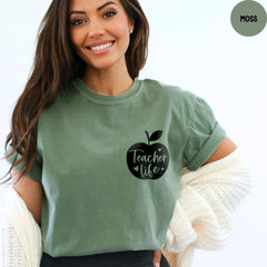 Comfort Colors® Teacher Life Shirt, Apple Teacher Tee, Back To School Gift, Teacher Appreciation Shirt, Teachers Gift Shirt