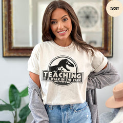 Comfort Colors® Dinosaur Teacher Shirt, Teaching Is Walk In The Park Shirt, Dinosaur Tshirt, Teachers Gifts, Dino Shirt