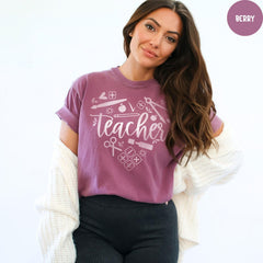Teacher Heart Shirt Comfort Colors®, Cute Teacher Shirt, Science Heart Shirt, Gift For Teacher, Back To School Shirt