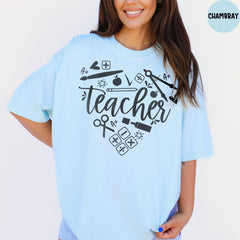 Teacher Heart Shirt Comfort Colors®, Cute Teacher Shirt, Science Heart Shirt, Gift For Teacher, Back To School Shirt