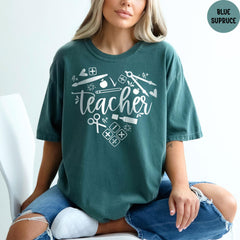 Teacher Heart Shirt Comfort Colors®, Cute Teacher Shirt, Science Heart Shirt, Gift For Teacher, Back To School Shirt