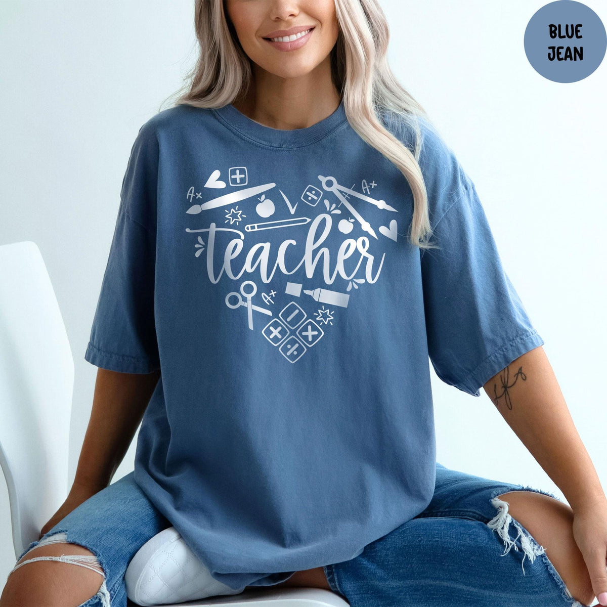 Teacher Heart Shirt Comfort Colors®, Cute Teacher Shirt, Science Heart Shirt, Gift For Teacher, Back To School Shirt