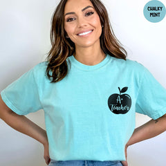 Comfort Colors® A+ Teacher Shirt, Kindergarten Teacher Gift, Apple Teacher Tshirt ,Back to School Teacher T-Shirt, Apple Pocket Shirt