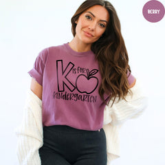 Comfort Colors® Kindergarten Teacher Shirt, K is For Kindergarten, Kindergarten Teacher, Teacher Back to School Shirts, Teacher Shirt