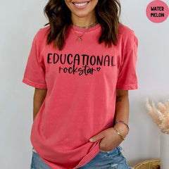 Comfort Colors® Educational Rock Star Shirt, Teacher Rock Shirt, Teacher Life Shirt, Teacher Gift, Back To School Shirt