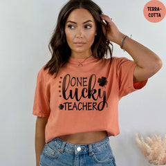 Comfort Colors® One Lucky Teacher Shirt, St Patricks Day Teacher Shirt, Patrick's Day Teacher Gift, St. Patrick's Day Shirt