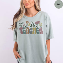 Comfort Colors® Flower Teacher Shirt, Back to School Gift, Teacher Appreciation, Floral Teacher Shirt, Gift for Teacher