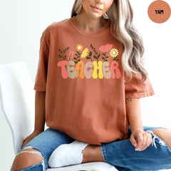 Comfort Colors® Flower Teacher Shirt, Back to School Gift, Teacher Appreciation, Floral Teacher Shirt, Gift for Teacher