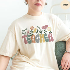 Comfort Colors® Flower Teacher Shirt, Back to School Gift, Teacher Appreciation, Floral Teacher Shirt, Gift for Teacher