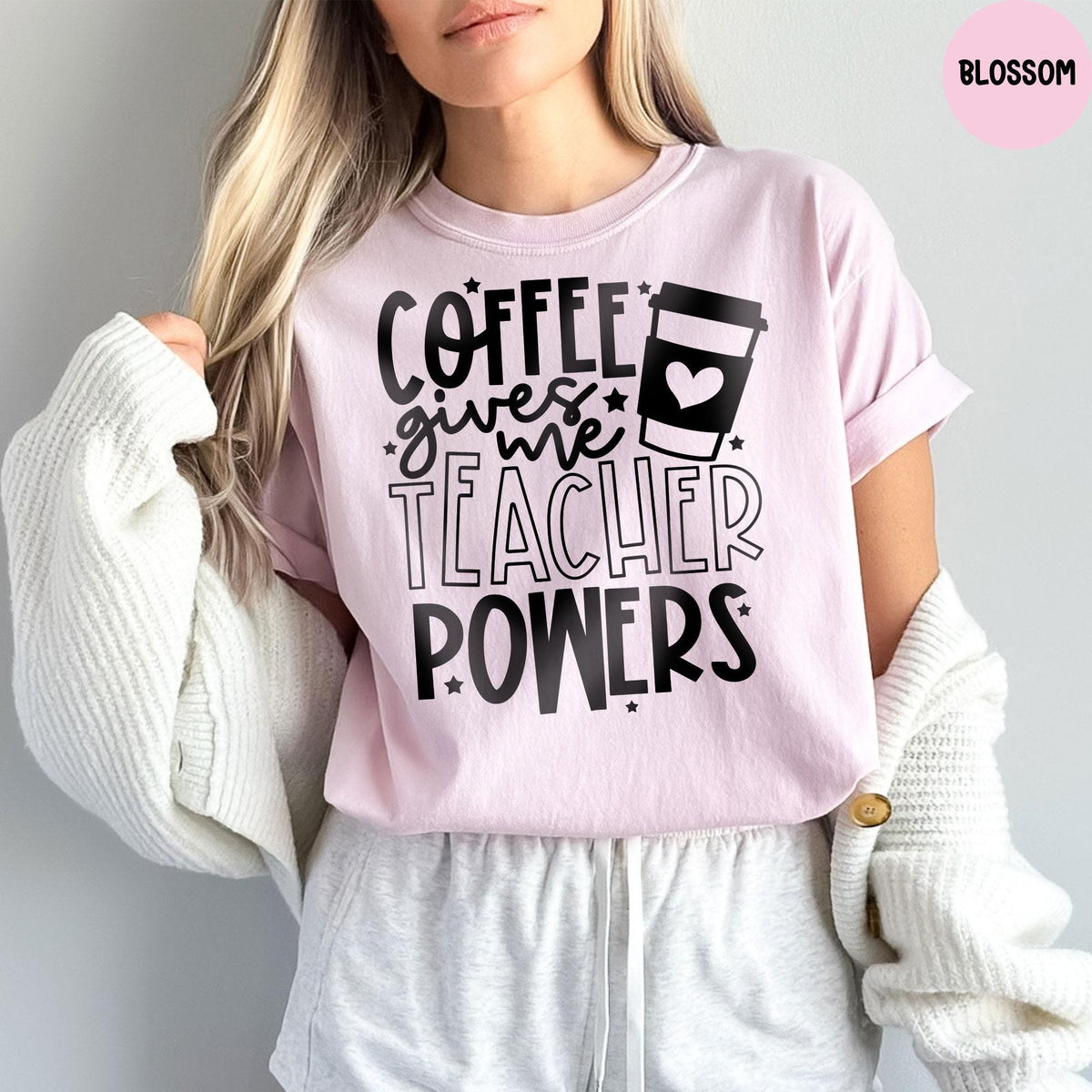 Comfort Colors® Coffee Gives Me Teacher Powers Shirt, Teacher Gift, Teacher Life, Teacher Appreciation Gift, Cute Teacher Shirt