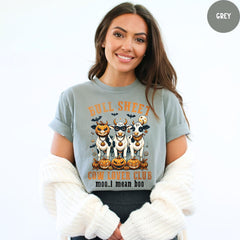 Comfort Colors® Bull Sheet Cow Lover Club T-Shirt, Cows Halloween Shirt, Funny Cow Halloween Shirts, Spooky Season Shirt