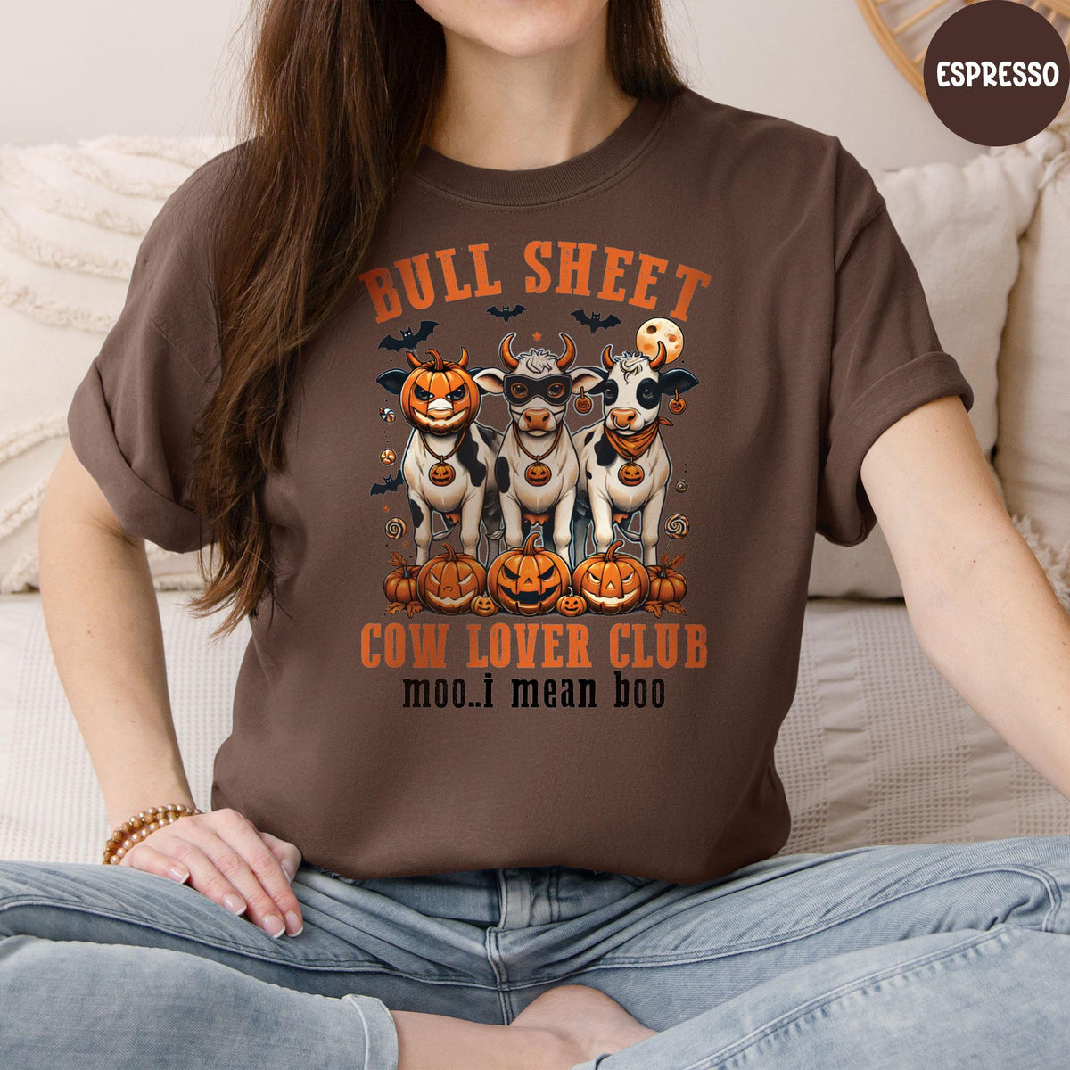 Comfort Colors® Bull Sheet Cow Lover Club T-Shirt, Cows Halloween Shirt, Funny Cow Halloween Shirts, Spooky Season Shirt