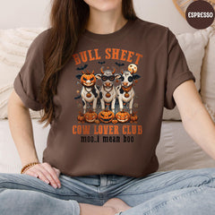 Comfort Colors® Bull Sheet Cow Lover Club T-Shirt, Cows Halloween Shirt, Funny Cow Halloween Shirts, Spooky Season Shirt