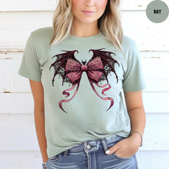 Comfort Colors® Coquette Halloween Shirt, Gothic Bow T-Shirt, Coquette Shirt, Gothic Shirt, Halloween Gift, Witchy Halloween Shirt