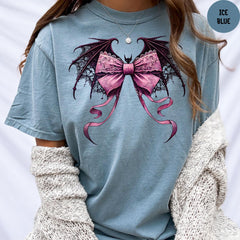 Comfort Colors® Coquette Halloween Shirt, Gothic Bow T-Shirt, Coquette Shirt, Gothic Shirt, Halloween Gift, Witchy Halloween Shirt